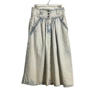 Gitano Y2K Light Blue Acid Wash Denim Jean Maxi Skirt with Embroidery